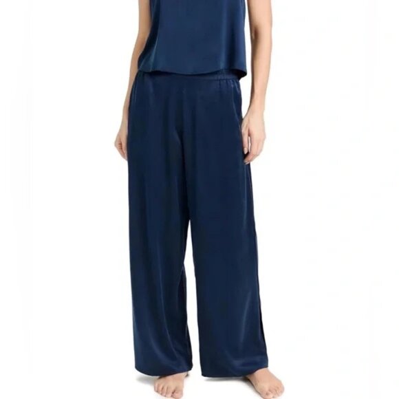 Auden Pants - NWT Auden Satin Silk Wide Leg Navy Blue Pajama Sleep Pants XL
